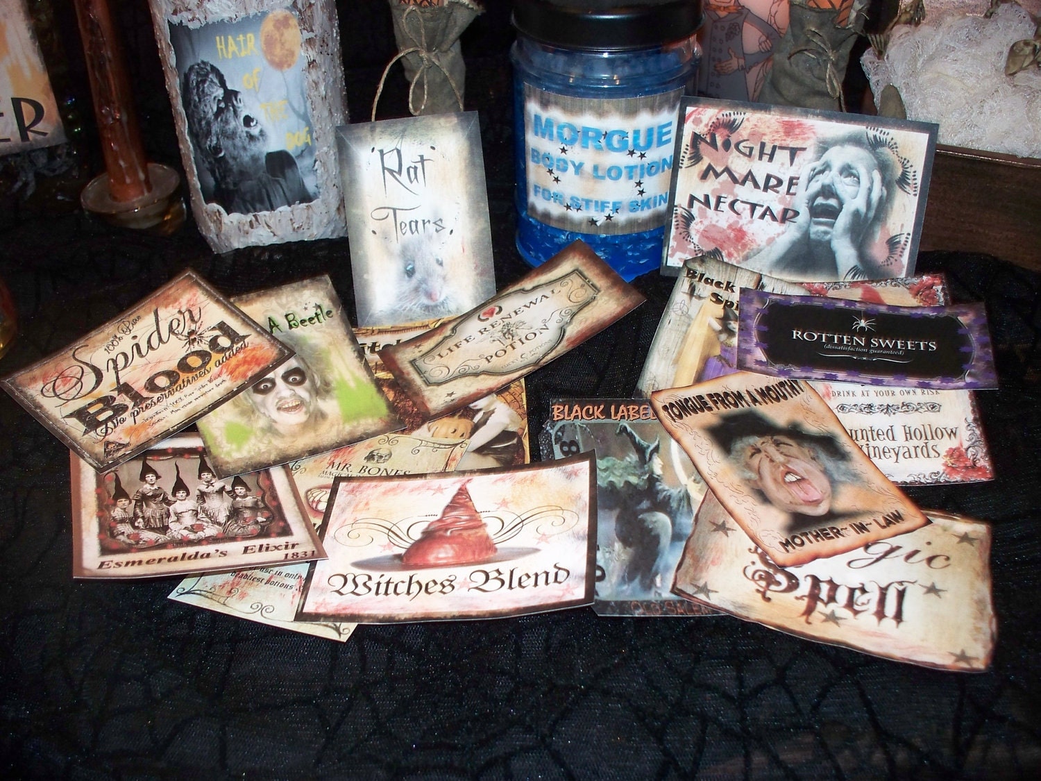 15 Halloween Witch Potion Bottle Labels - Peel-n-Stick Stickers (set Two ) Scary