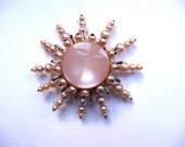 Unique vintage handmade brooch - pink vintage jewelry