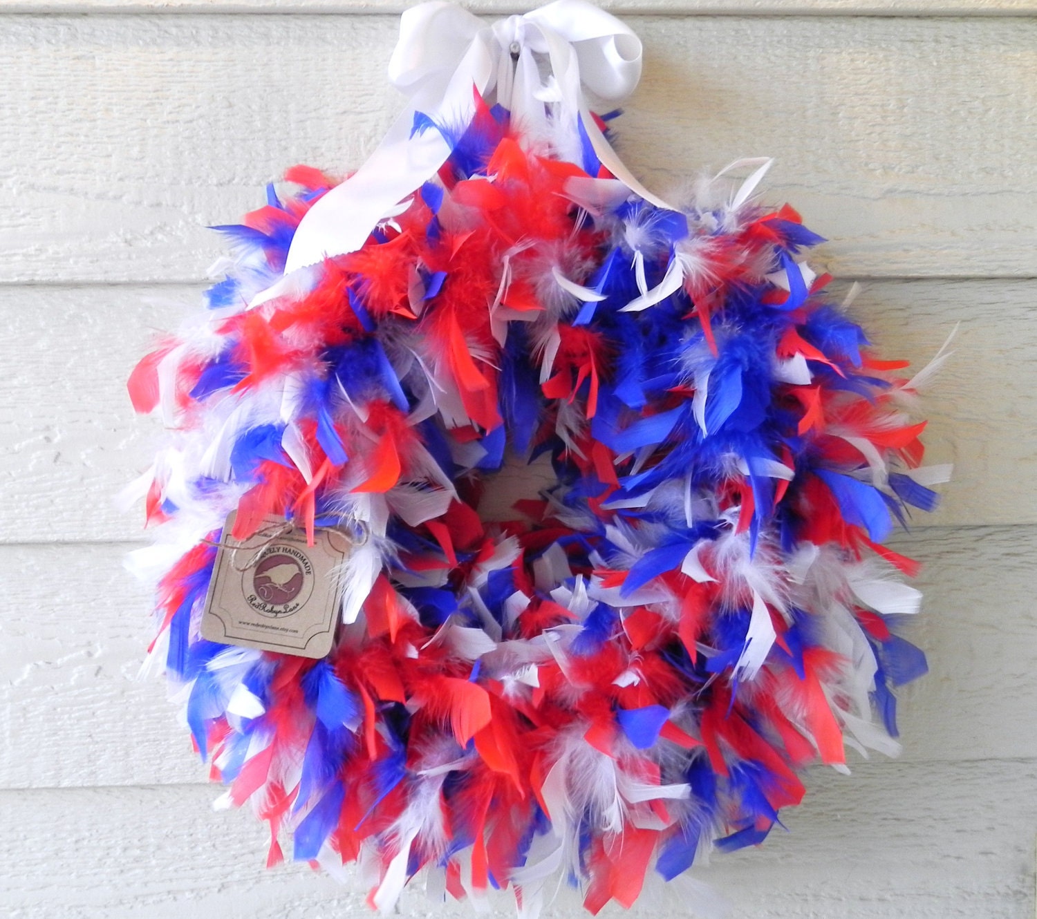 Feather Wreath - Patriotic - 4th of July  - Memorial Day Wreath