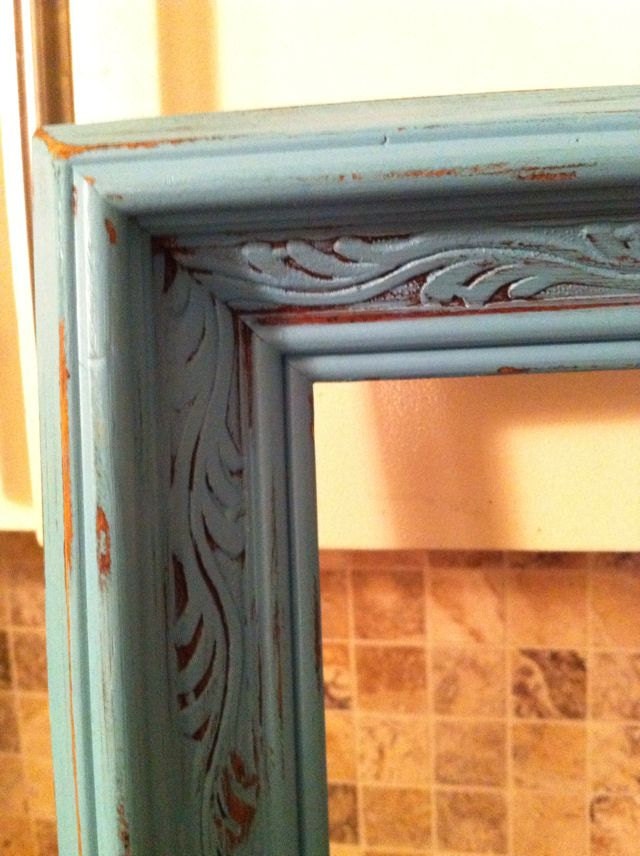 Hand Painted Turquoise Chalkboard 11x13 Unique Upcycled Frame. Custom sizes available
