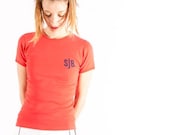 70s coral red t-shirt, made with strong cotton.