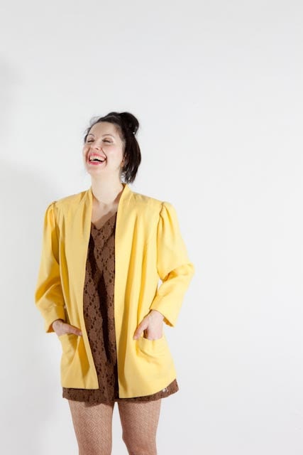 Fashion 80s Bright Yellow Jacket. Casual and Funny.