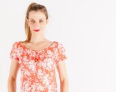 Vintage cotton floral blouse. Stefanel, Italy.
