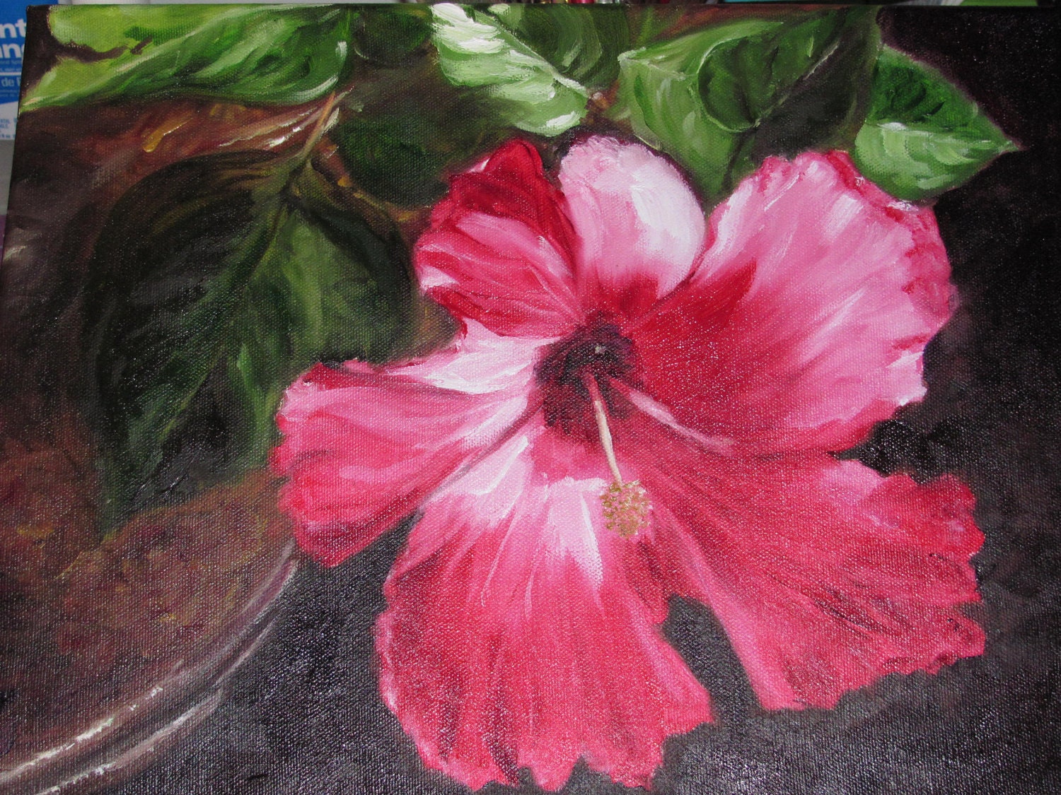 Mother's Day Hibiscus Oil Painting
