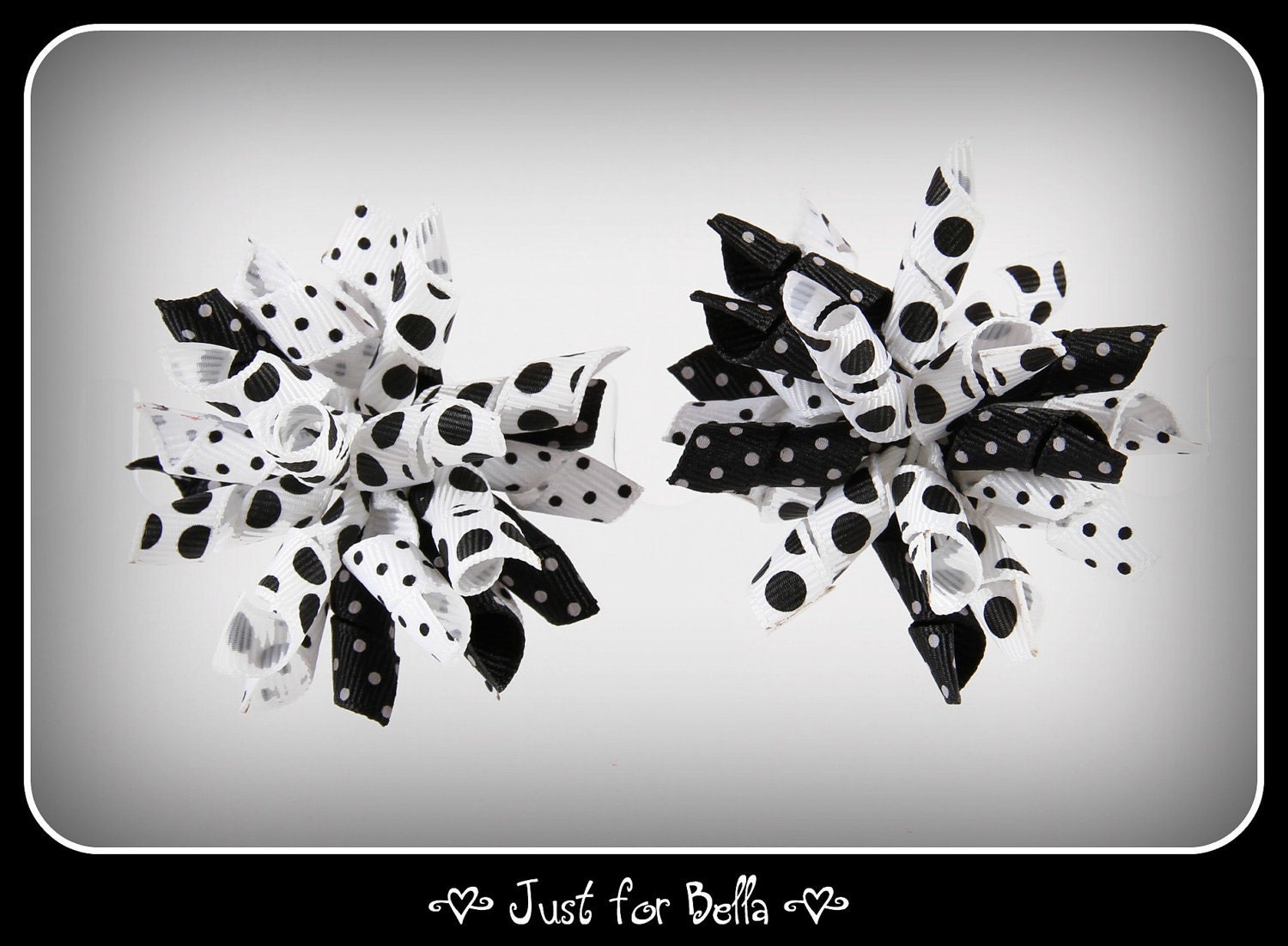Black & White Dots Korker Dog Bows