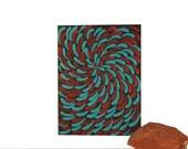 Painting Turquoise and Red Aboriginal Inspired 12 x 16