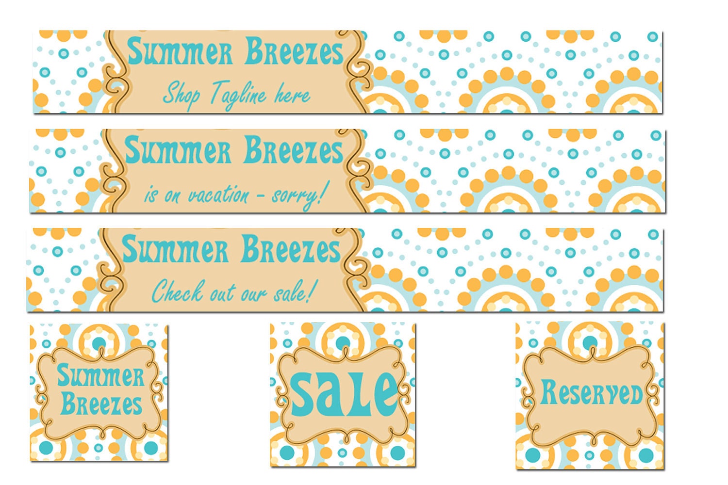 Summer Breezes Etsy Shop Banners, avatars, full shop set