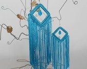 Big Crochet Earrings Long handmade fringe with swarovski beads