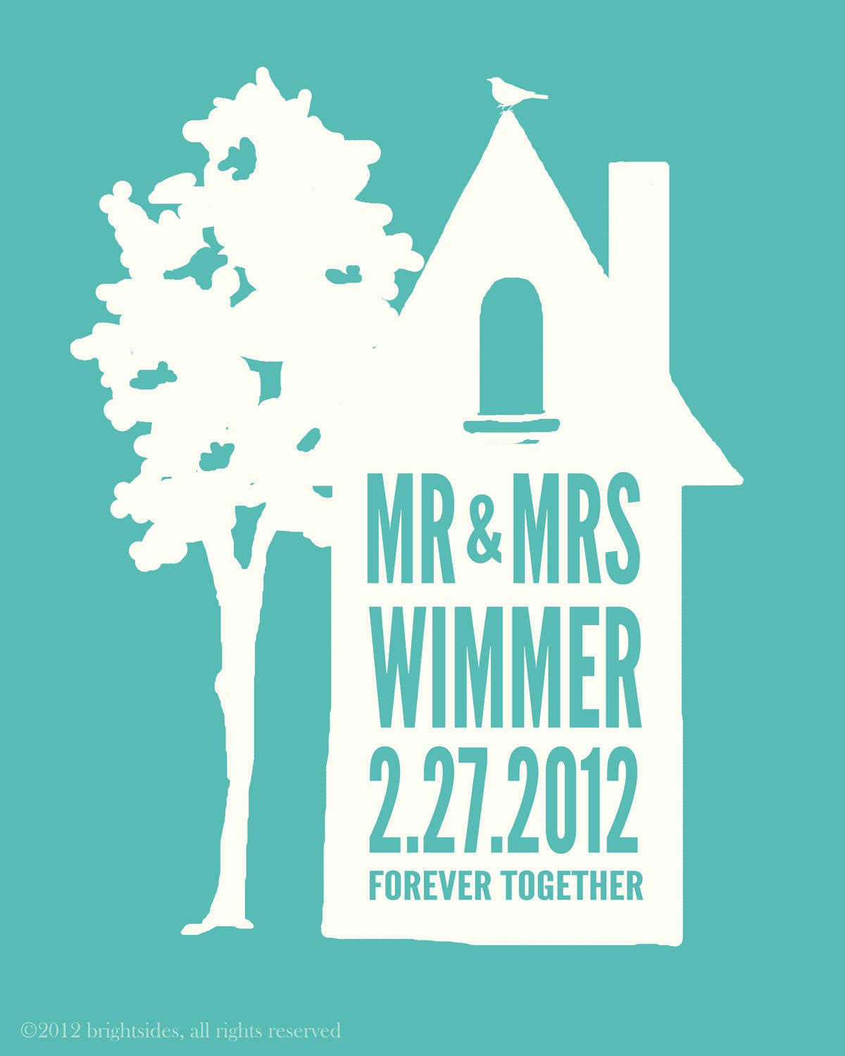 Mr & Mrs House - 8x10" - Wedding gift