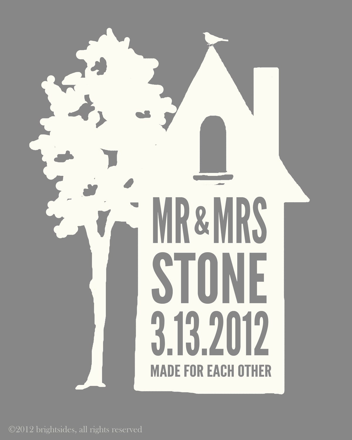 Mr & Mrs House - 8x10" - Wedding gift