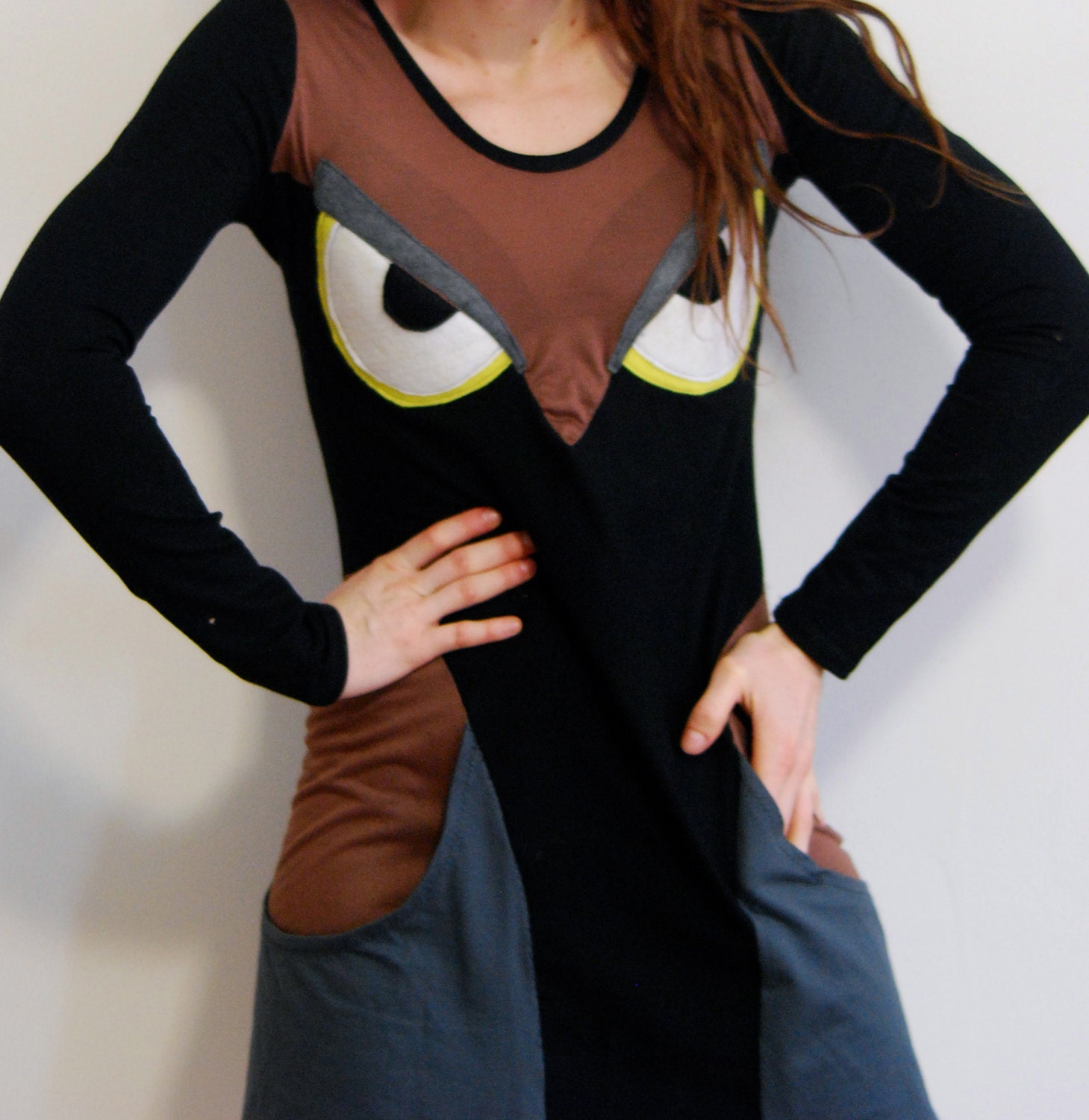 SALE - Big EYE Owl Pocket Dress - last one