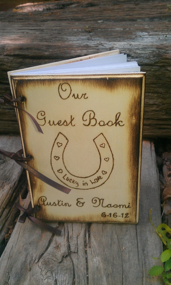 Rustic Chic Wedding Guest Book or Words of Wisdom Book Personalized