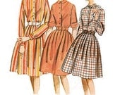 1960 - Shirt Dress w/ Full Skirt Sleeve Variations and Barrel Cuffs - Butterick 2322 - Complete Original Pattern