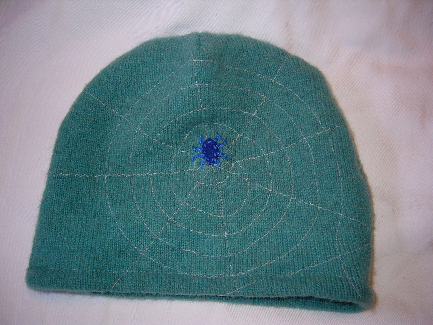 Upcycled Spider on web hat, 100% wool for children - custom made