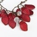 Red Beaded Necklace, Leaf necklace, Nature Inspired Jewelry, small bib necklace