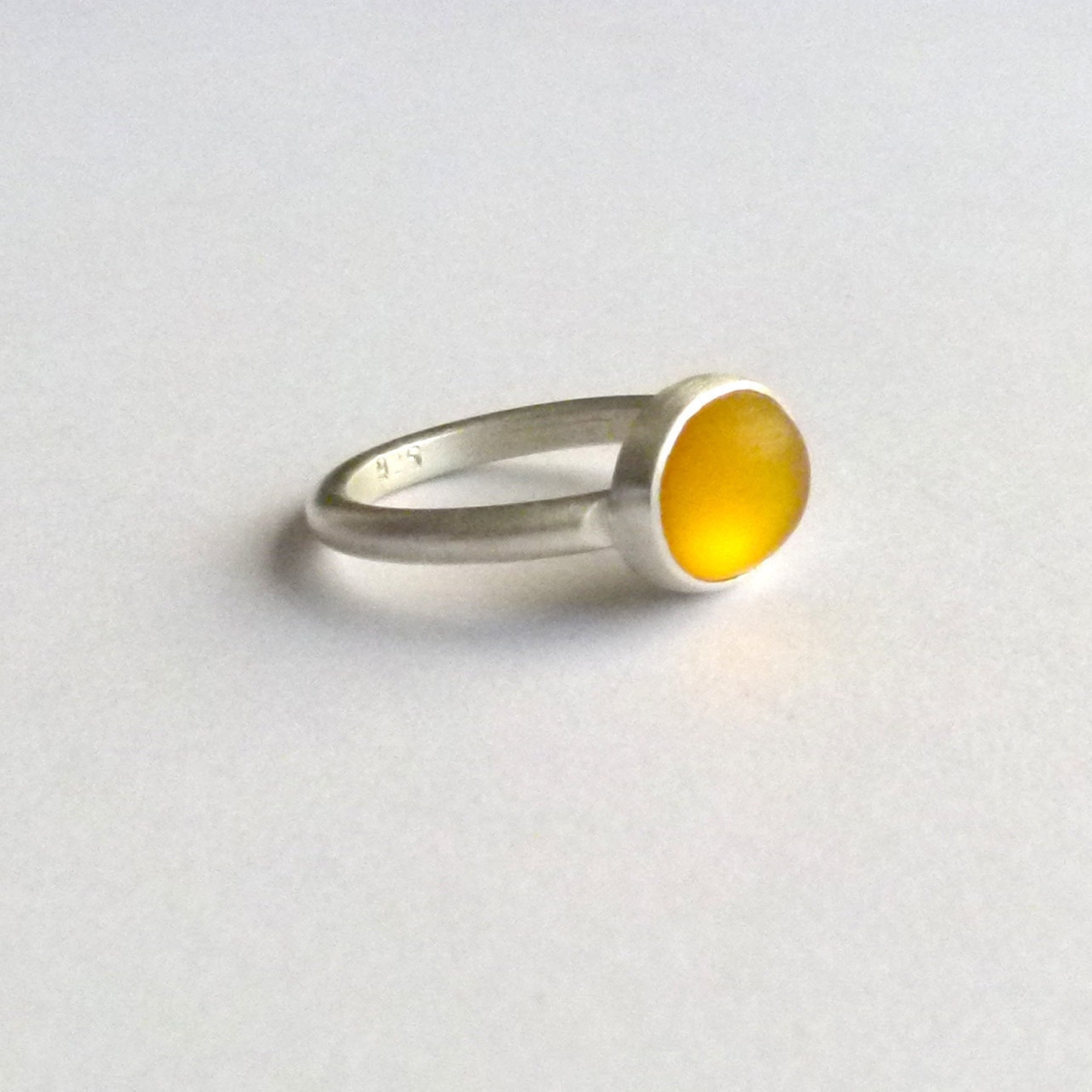 Yellow Zircon Ring - Silver Zircon Ring - Gray & Yellow