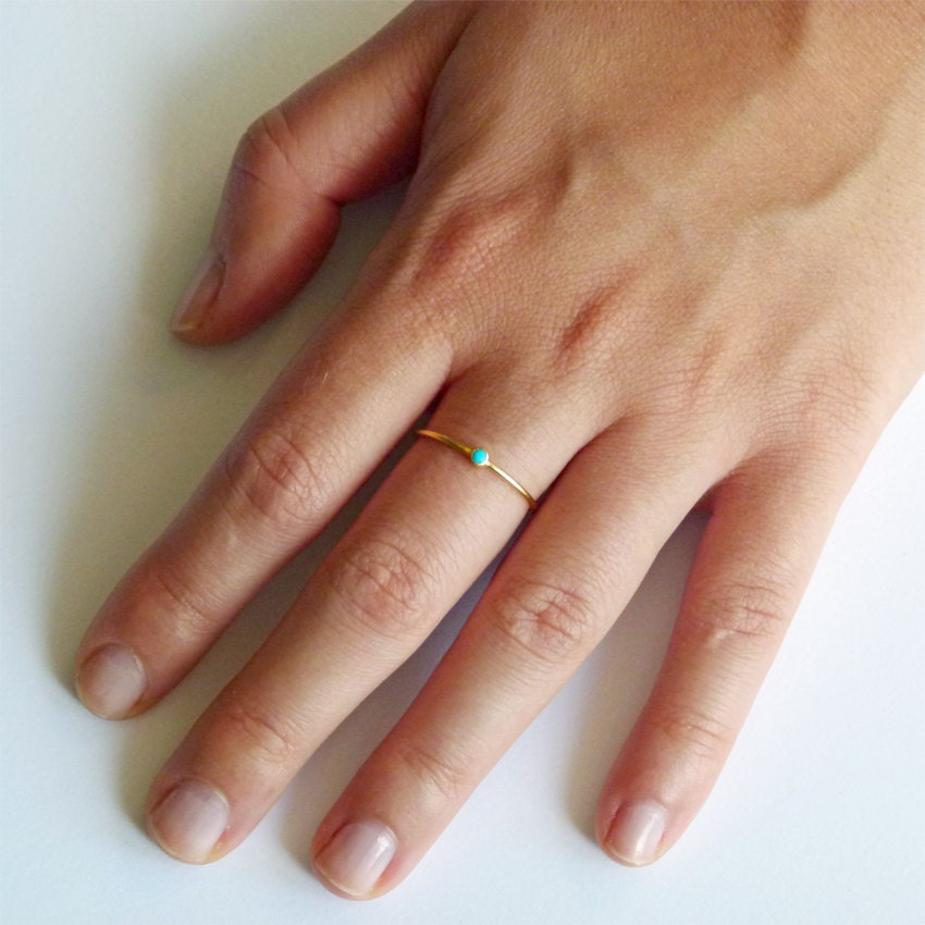 14k Gold Ring - Thin Gold Ring - Delicate Gold Rings - Gemstone Ring