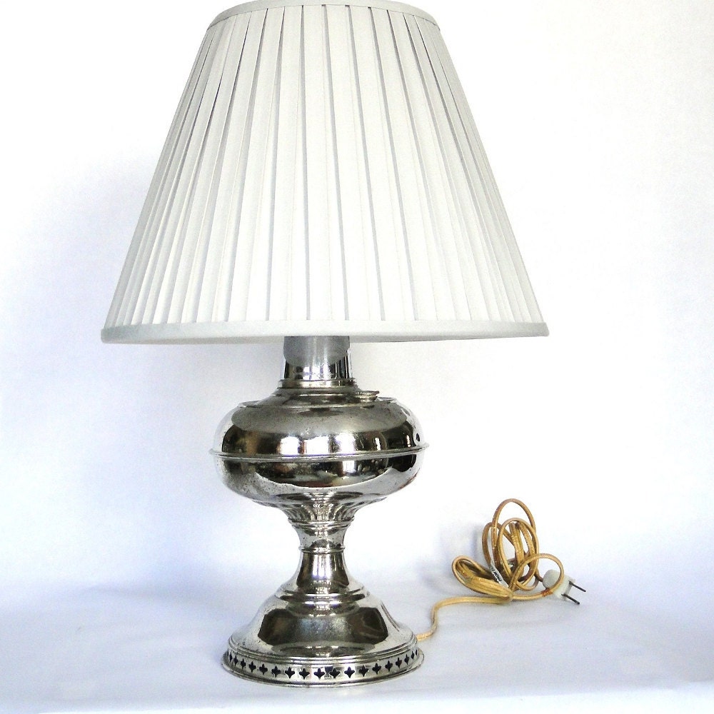Vintage Antique Early 1900's Chrome Lamp B & H Rayo Oil Lamp Electrified Originally Kerosene Lighting Circa 1890-1910