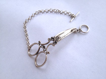 Antique Silver scissor bracelet - victorian bracelet Chain bracelet wish bracelet