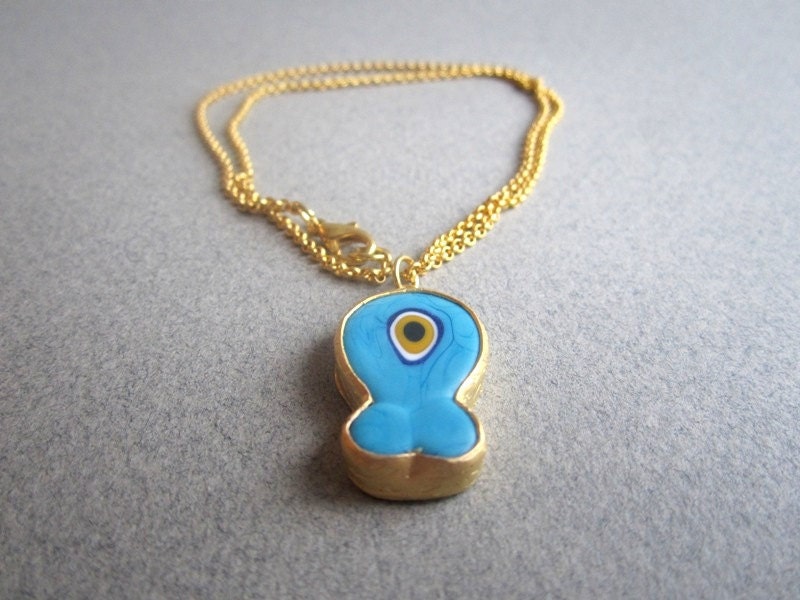 Evil Eye Baby Blue Fish Necklace
