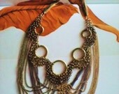 Multichain Crochet Style Bib Chain Necklace