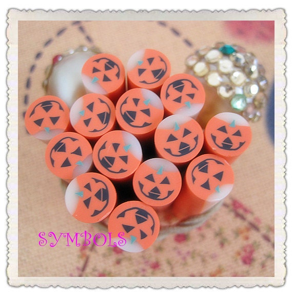Cute Big Pumpkin Polymer Clay Cane Nail Art Decoration 2pcs