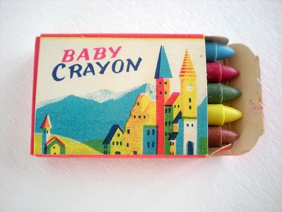 Box of baby crayons made in Japan