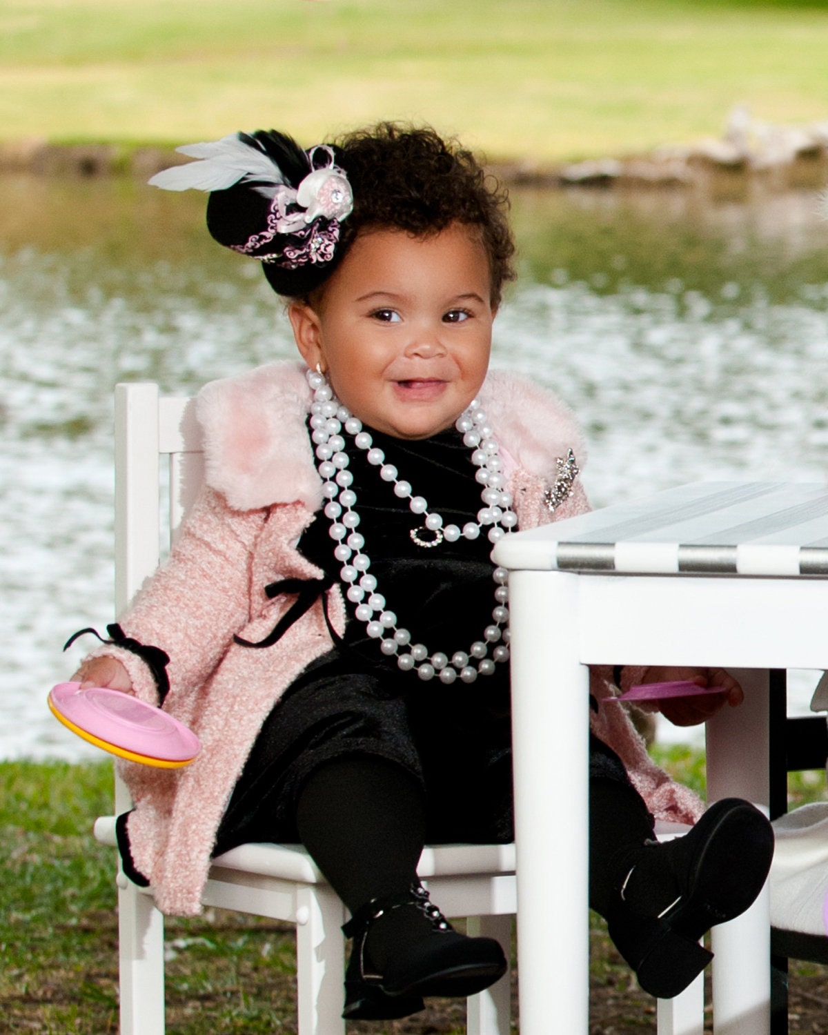 Black and Bubble Gum Pink Mini Top Hat Fascinator