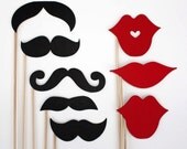 Mustache and Lips On a Stick - 8 Piece Set - Photo Booth Props