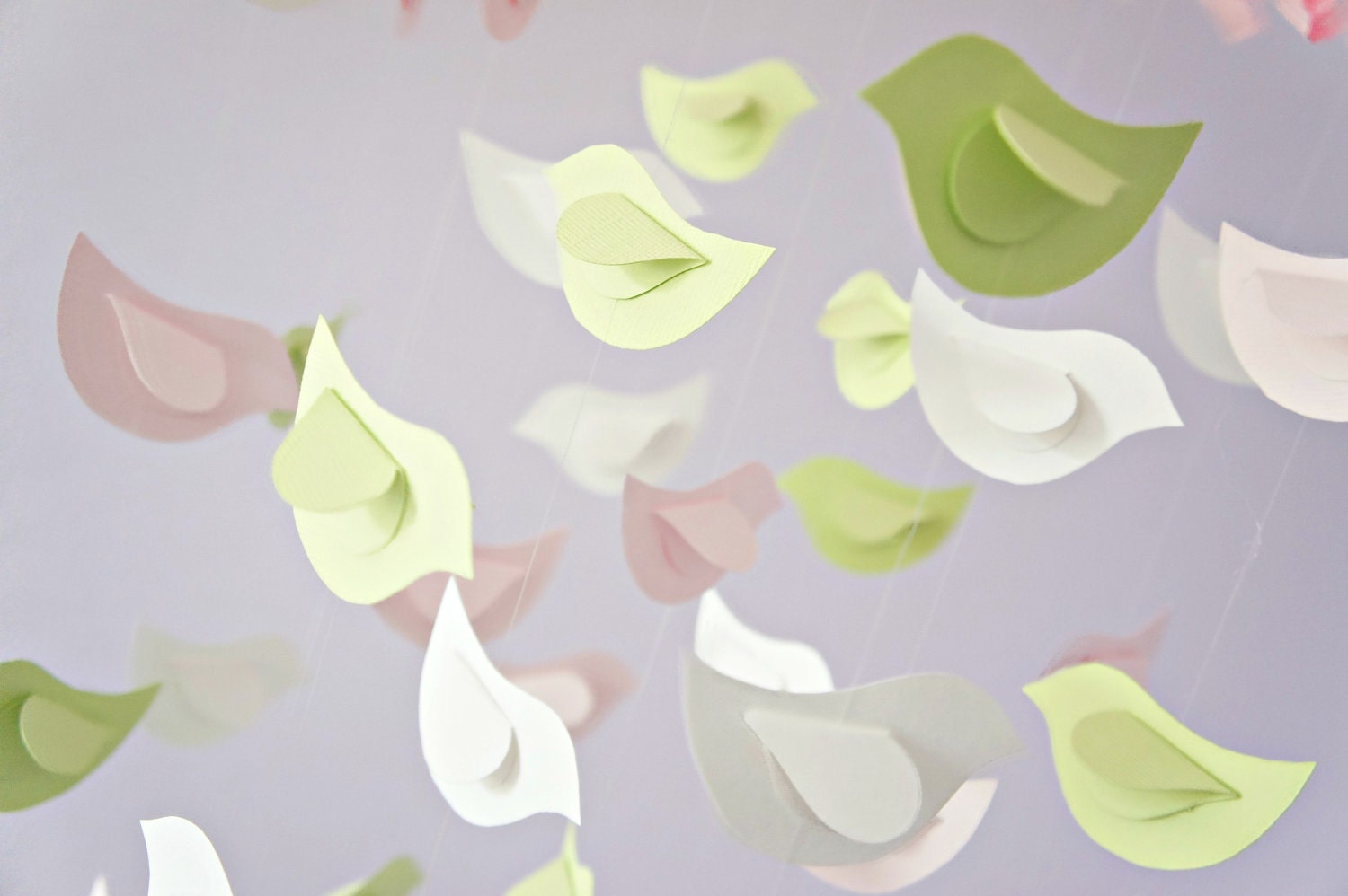Baby Shower Nursery Mobile- Bird Mobile Nursery Decor in Pink, Green & White