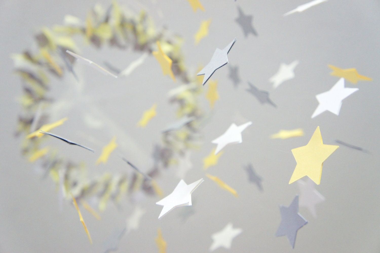 Yellow & Gray Star Nursery Mobile- Alexander Pottery Barn Bedding, Neutral Nursery Decor, Baby Shower Gift