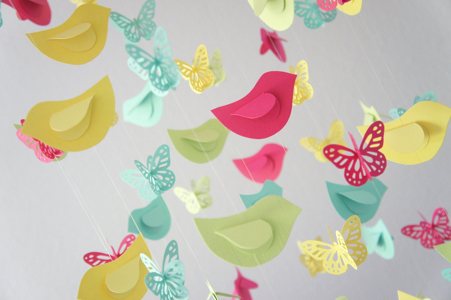 Butterflies & Bird Mobile - Nursery Mobile, Baby Shower Gift, Nursery Decor