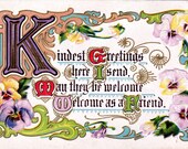 Pansies and Kind Greeting For Friend Antique 1911 Postcard