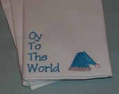 Oy To The World Embroidered Hanukkah Napkins Set Of 4