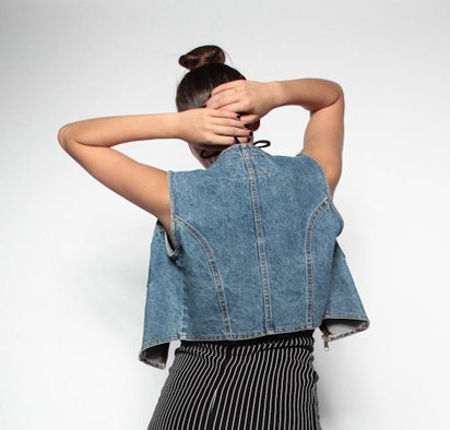 Vintage Denim Zip-Up Vest