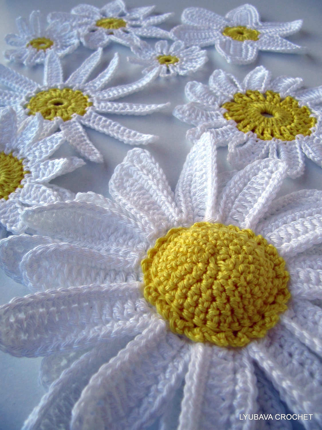 PDF Instant Download Daisy Flowers Crochet Pattern, Beautiful Crochet Chamomile Flowers, Daisy Flowers Lyubava Crochet Pattern number 22