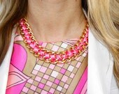 Pink Elle Necklace Worn by  Jennifer Rand of BelleDeCouture