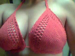 Hand crochet RED bikini top