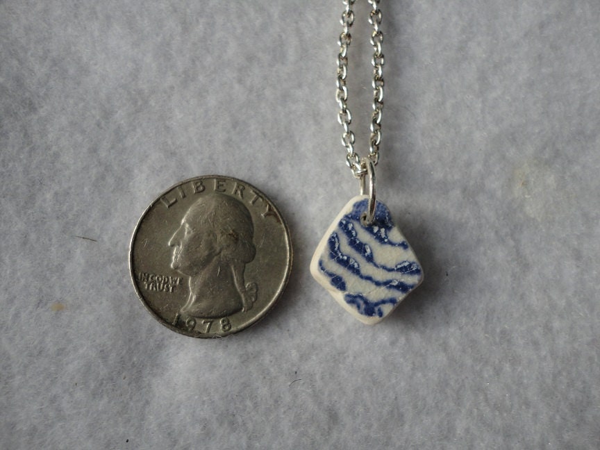 Blue and white sea pottery necklace