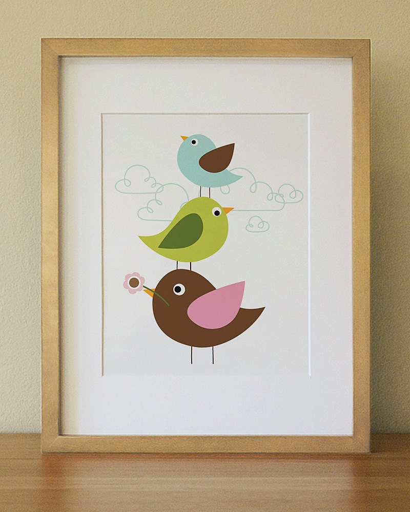 Bird . Baby Nursery Wall Art .  Children Wall Art