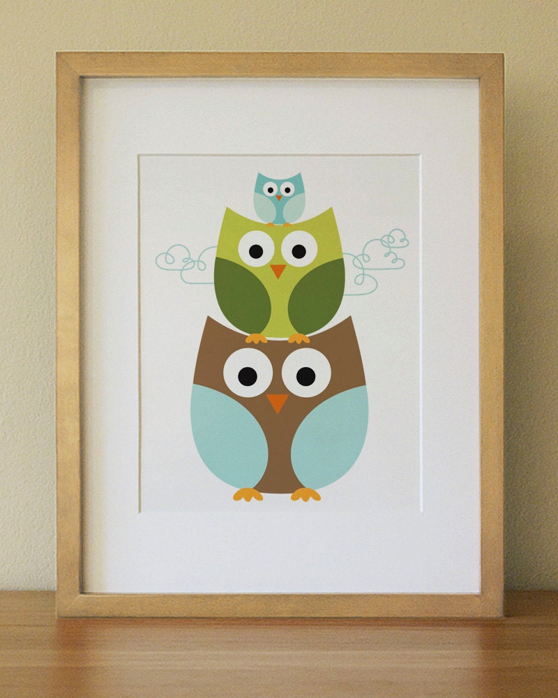 Owl . Baby Nursery Wall Art .  Children Wall Art