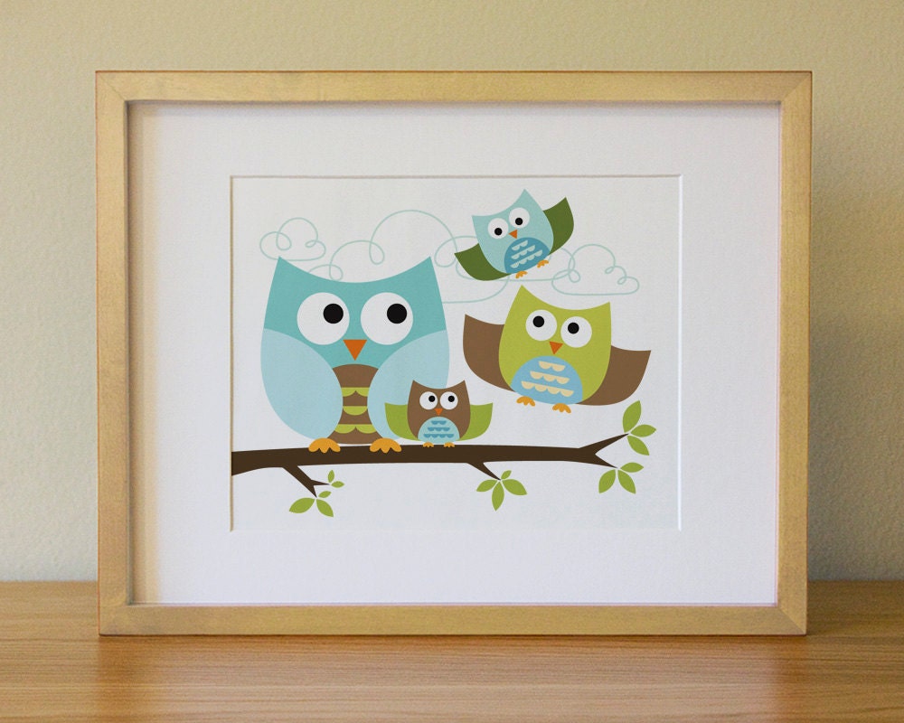 Owl . Baby Nursery Wall Art .  Children Wall Art