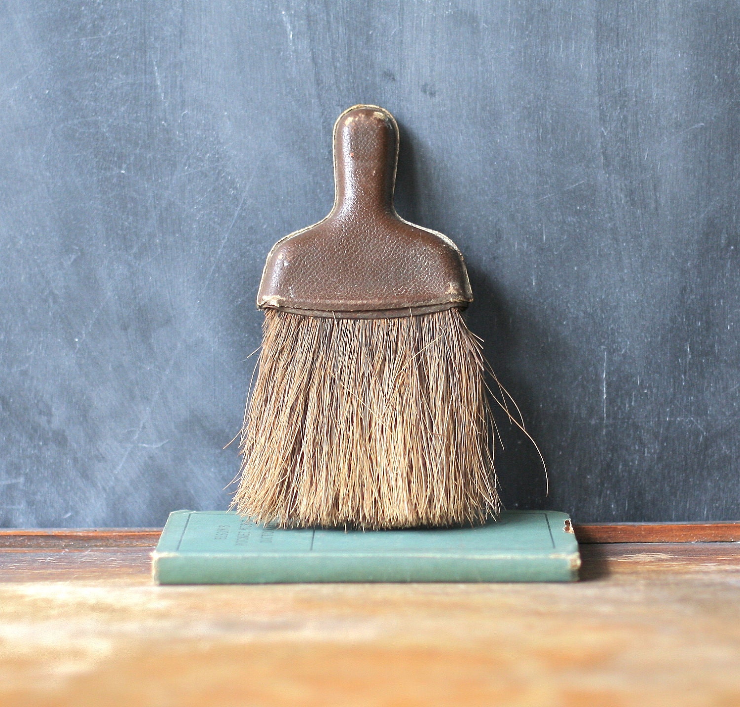 Old Rustic Whisk Broom Brush  With Leather Handle