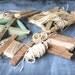 Vintage String Scraps Remnants Wooden Holders