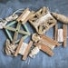 Vintage String Scraps Remnants Wooden Holders