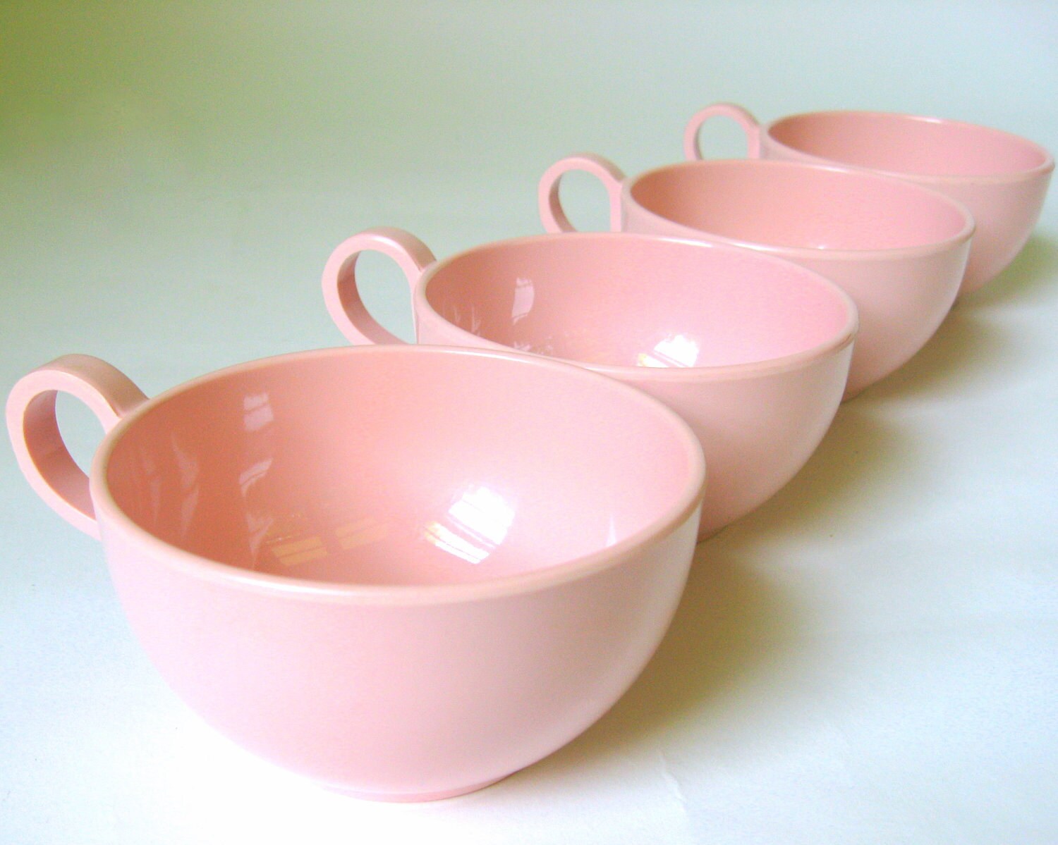pink melmac mugs