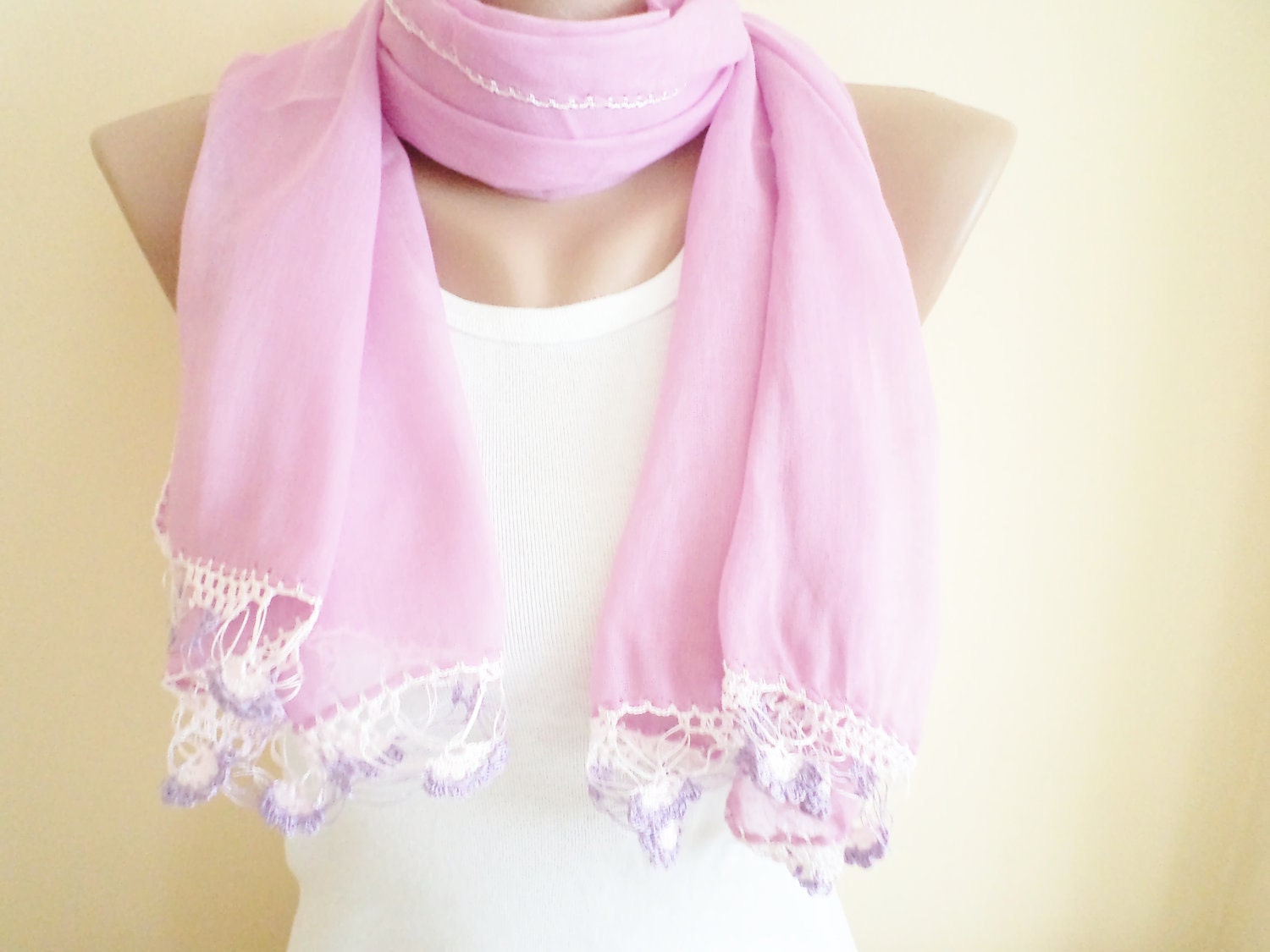 Women accessories,100% cotton, very soft scarf, lilac scarf,  crochet, spring, accessories, women fashion 2013 trend, New Fashion