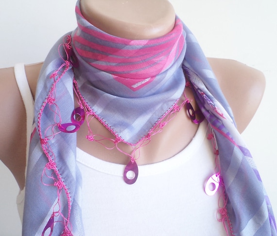 beaded lace, grey, pink triangle scarf,stylish accessory,thin scarf, women fashion