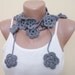 Handmade lariat scarf, flowers. new fashion, grey lariat. mom gifts, scarf, scarves, lariat scarf