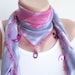 beaded lace, grey, pink triangle scarf,stylish accessory,thin scarf, women fashion